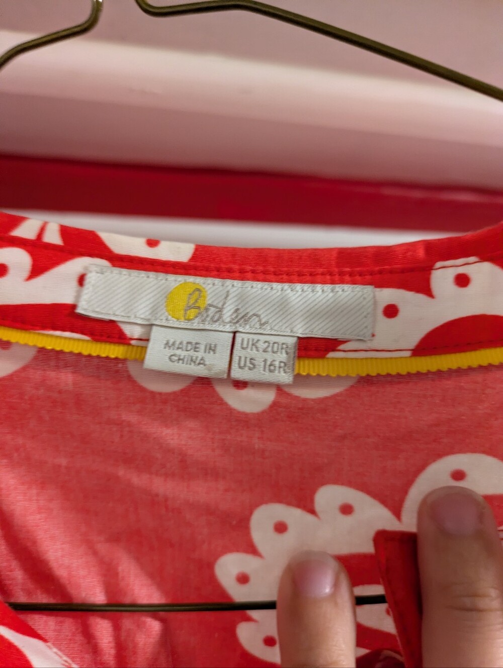 Boden Red & White Floral Midi Shirt Dress Size 16R - Picture 2 of 3